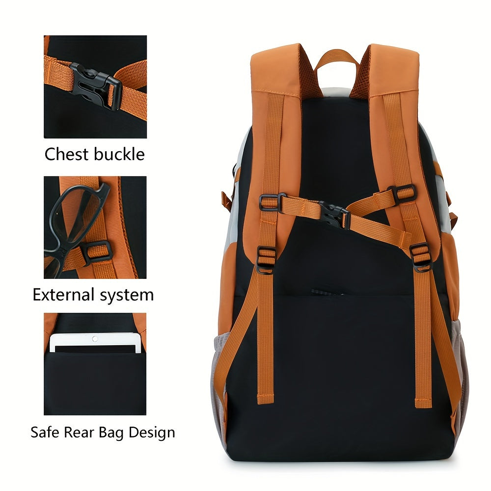 1pc Fashionable Laptop Backpack made of nylon with a fashionable checkered pattern, suitable for outdoor hiking and carrying a laptop.