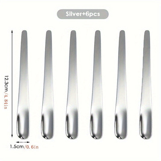 Set of 6 Stainless Steel Coffee Spoons for Desserts, Small Coffee Scoops, Mixing, and Stirring Bar, Ideal for Kitchen Tableware