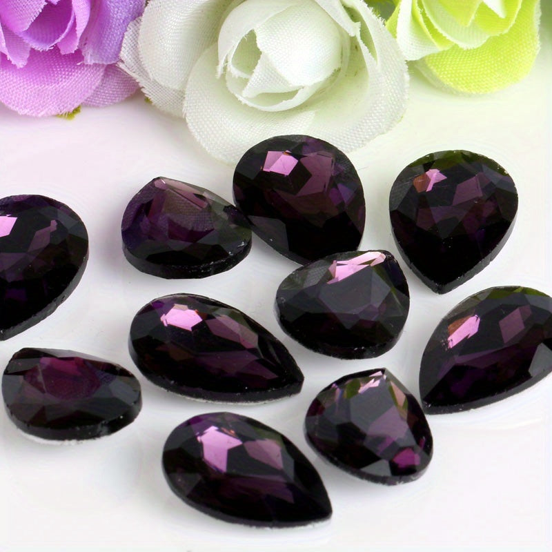 Set of 30 Vibrant Teardrop Rhinestones, Perfect for Adding a Pop of Color to Your DIY Necklace, Bracelet, or Keychain Creations