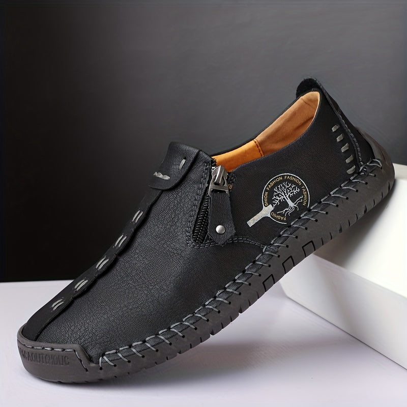 Men's side zipper loafers, comfortable non-slip slip-ons for spring and summer.