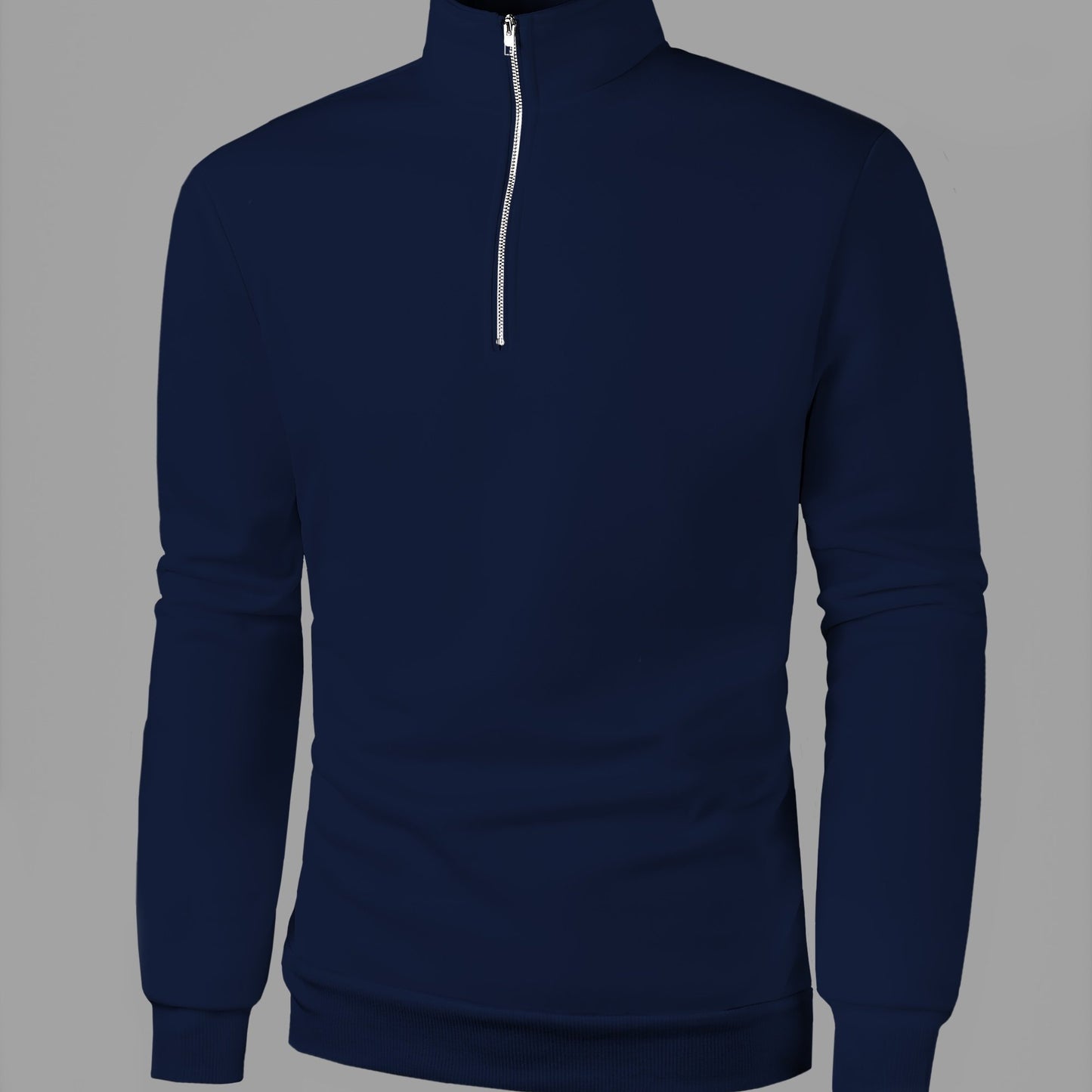 Men's cozy zippered long sleeve sweatshirt, perfect for everyday wear in spring and autumn.