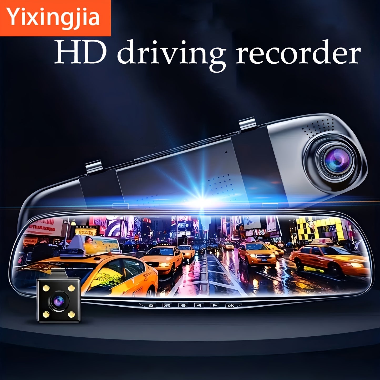 YiXingjia Dual-Lens HD Car Dash Cam with Reverse Image & Loop Recording - Rechargeable Lithium Battery, Memory Card Included