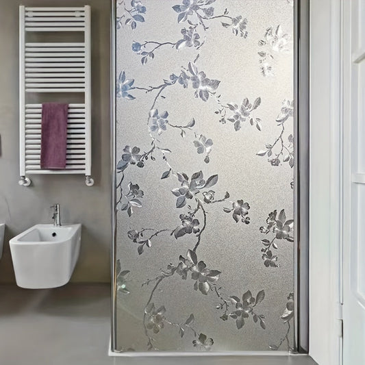 1 roll of magnolia flowers electrostatic glass window stickers. This window film is perfect for balconies, bathrooms, and offices. It blocks light and sun, providing privacy. Made of thickened electrostatic adsorption PVC film, it serves as a stylish and