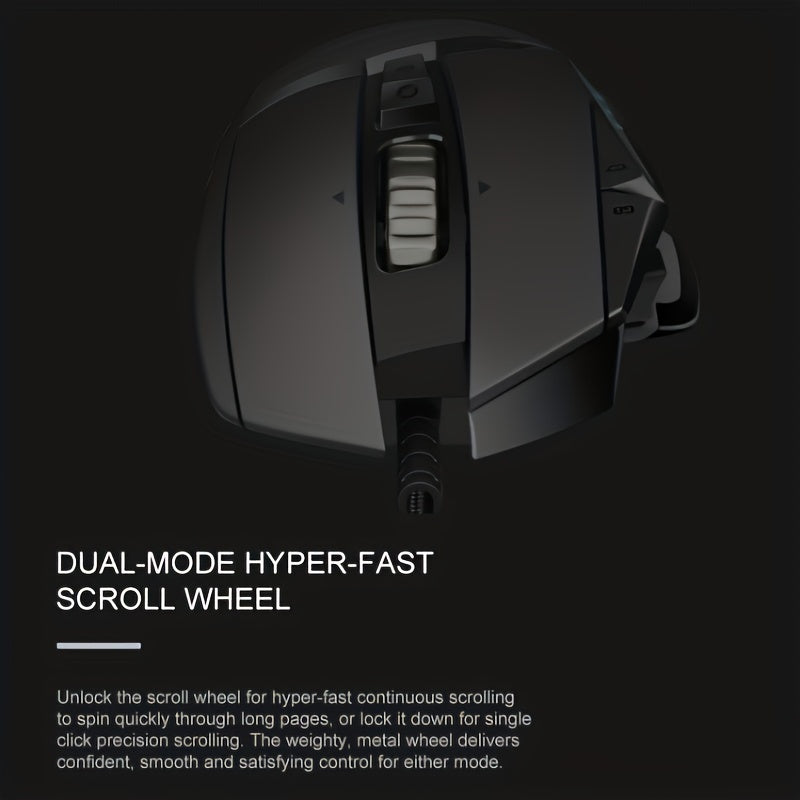 Logitech Hero Wired Gaming Mouse: Optical tracking, right-handed design, and 11 programmable buttons for PC gamers.