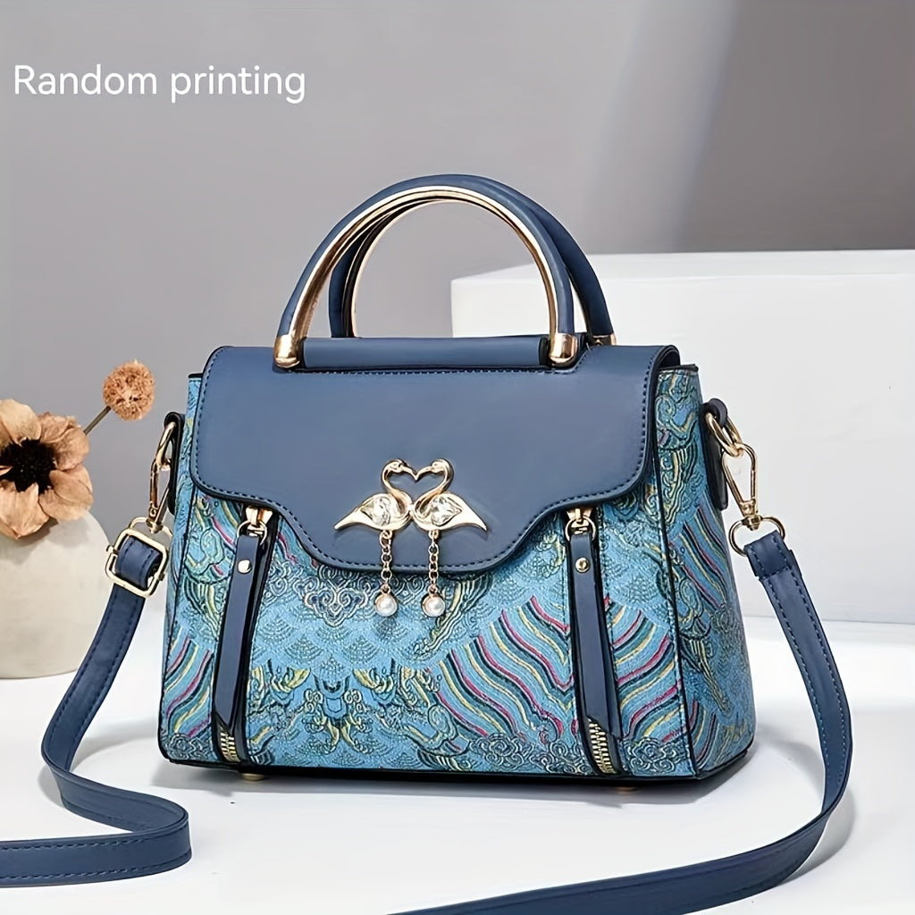 New high-end textured women's bag: stylish and practical printed handbag that can be worn as a trendy shoulder bag or crossbody for fashionable ladies.