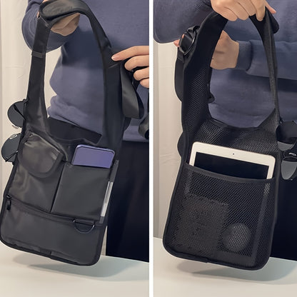 Men's underarm invisible shoulder bag, portable anti-theft crossbody pack made of knit fabric with neoprene, polyester, and nylon materials. Hand washable.