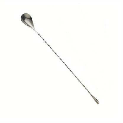 Long Stainless Steel Spiral Cocktail Spoon with a 12-Inch Handle