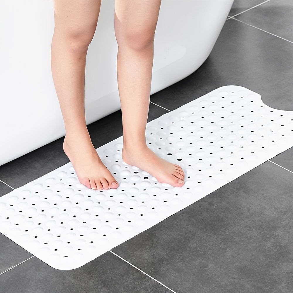 Extra Long Bathtub Mat with PVC Material, Non-slip Surface, Suction Cups and Drain Holes, Anti-slip Carpet for Bathtub, Essential Bathroom Accessory