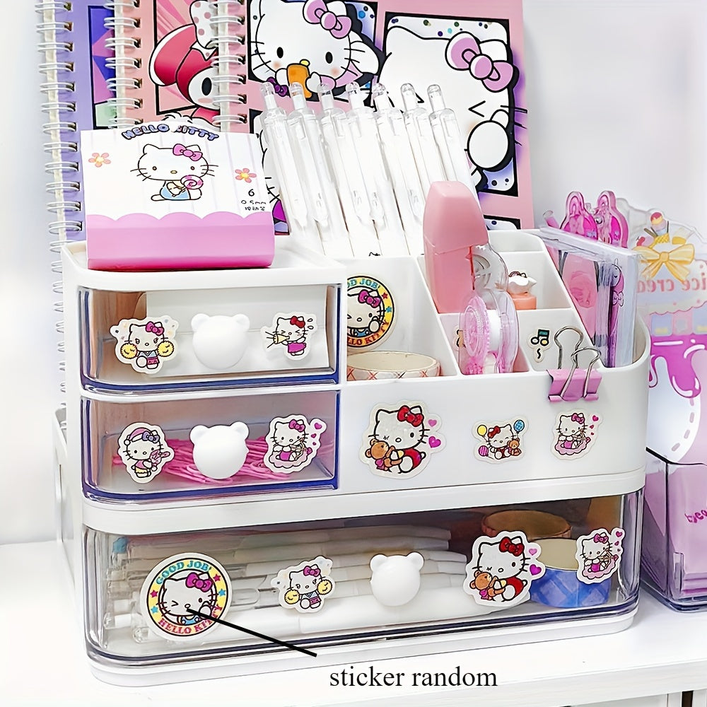 Sanrio desk tidy with partitioned storage box for students and dormitory use.