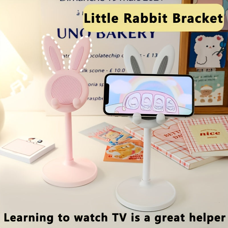 Adjustable height mobile phone holder for live broadcasts with a rabbit design