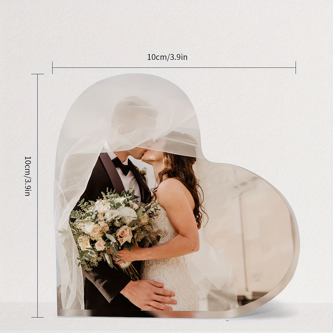 Personalized acrylic photo block for couples featuring a love story picture display. Perfect anniversary or romantic gift. Suitable for ages 14 and up. One piece included.