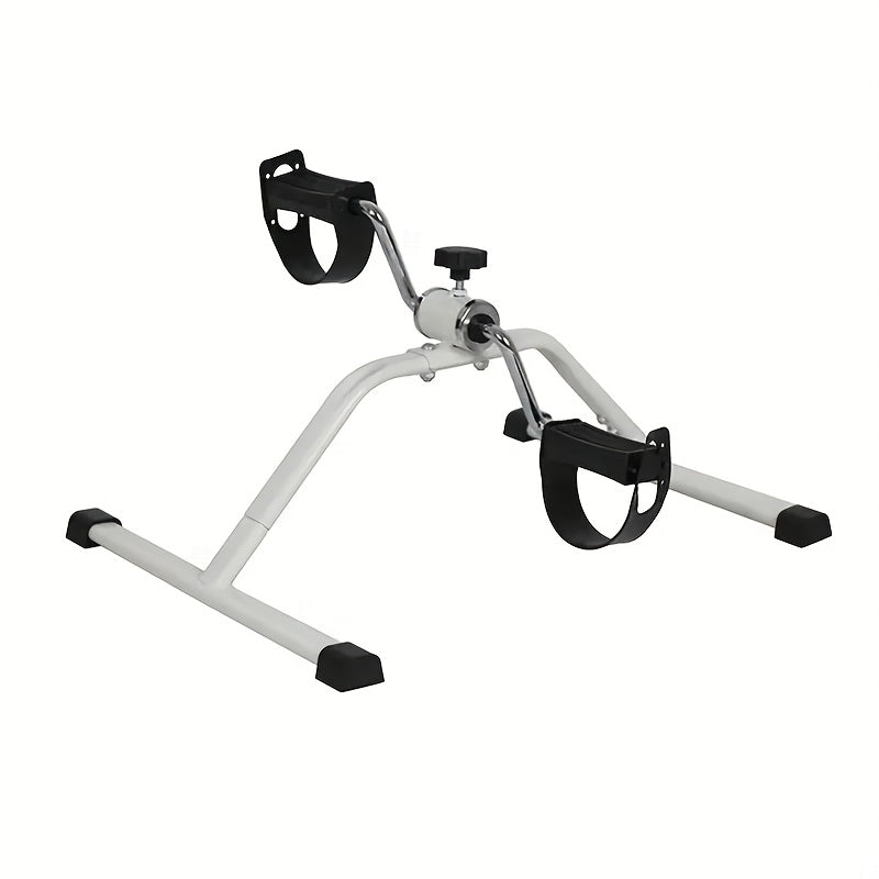 White Iron Pedal Exercise Bike with Aluminum Stepper, Manual Operation for Home Rehabilitation and Indoor Fitness, No Power Needed, Suitable for Adults.