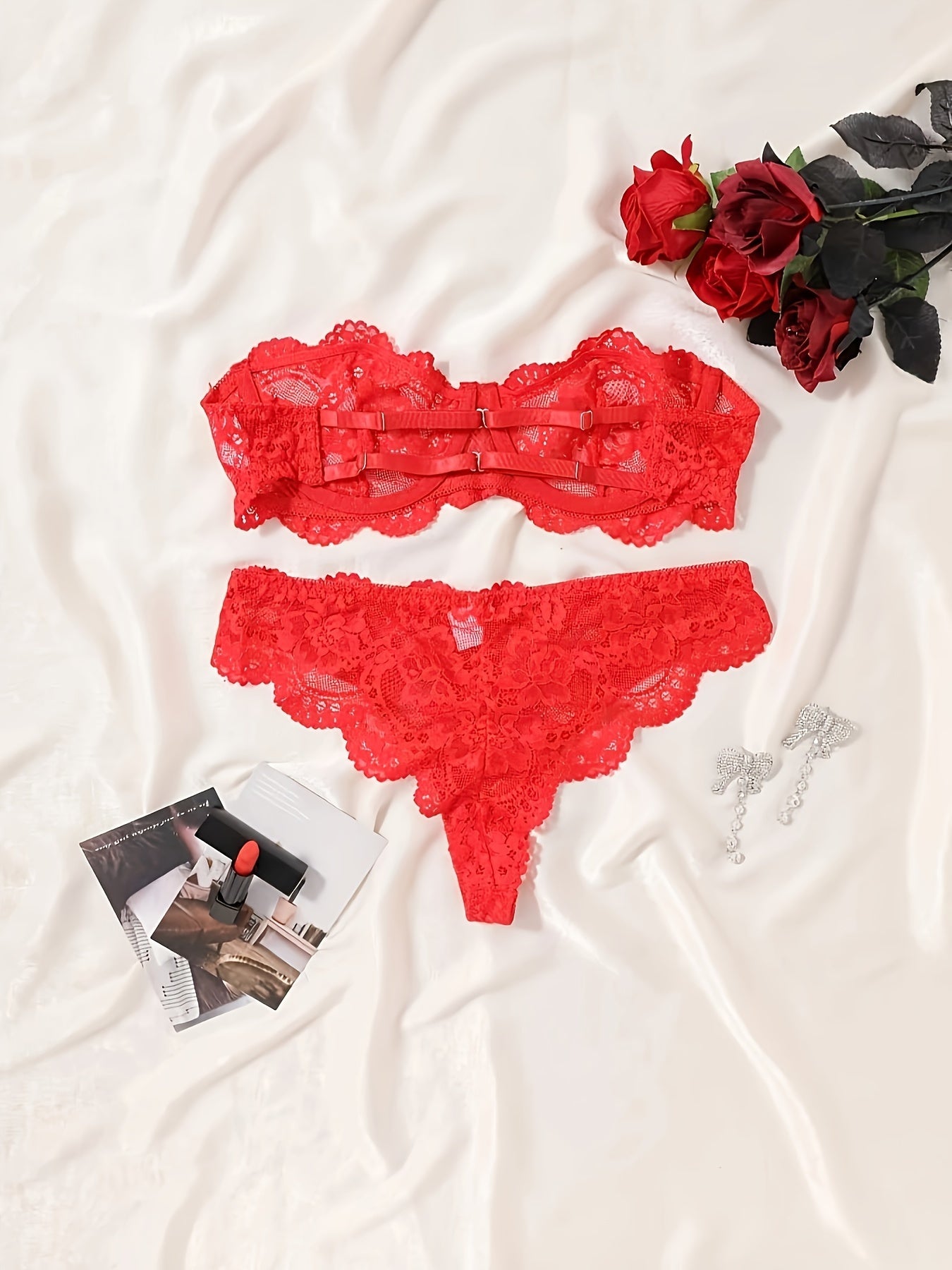 Sexy Transparent Lace Mesh Underwear Set