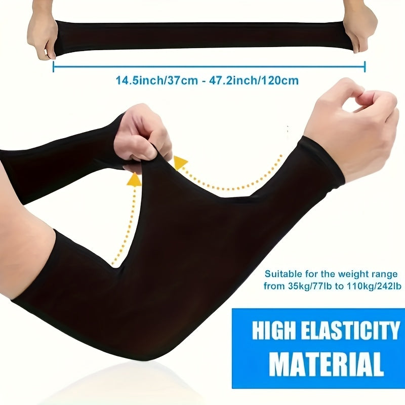 1 Pair Cooling Arm Covers for UV Protection and High Elasticity, made from breathable polyester for various outdoor activities. Solid color with stretch fit design suitable for driving