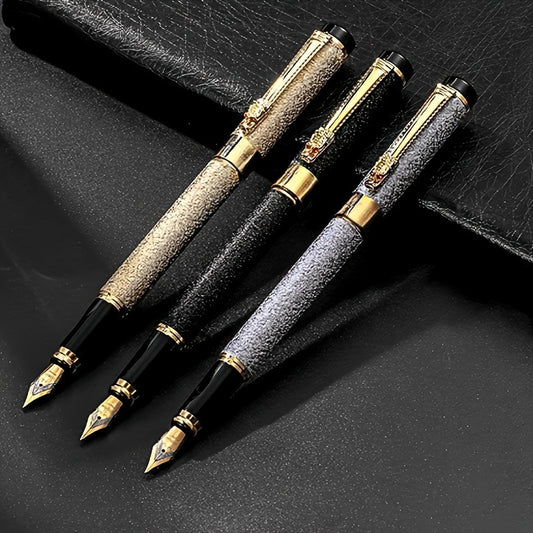 Luxury matte metal fountain pen with 0.5mm iridium nib for smooth writing, ideal for office use and daily writing.