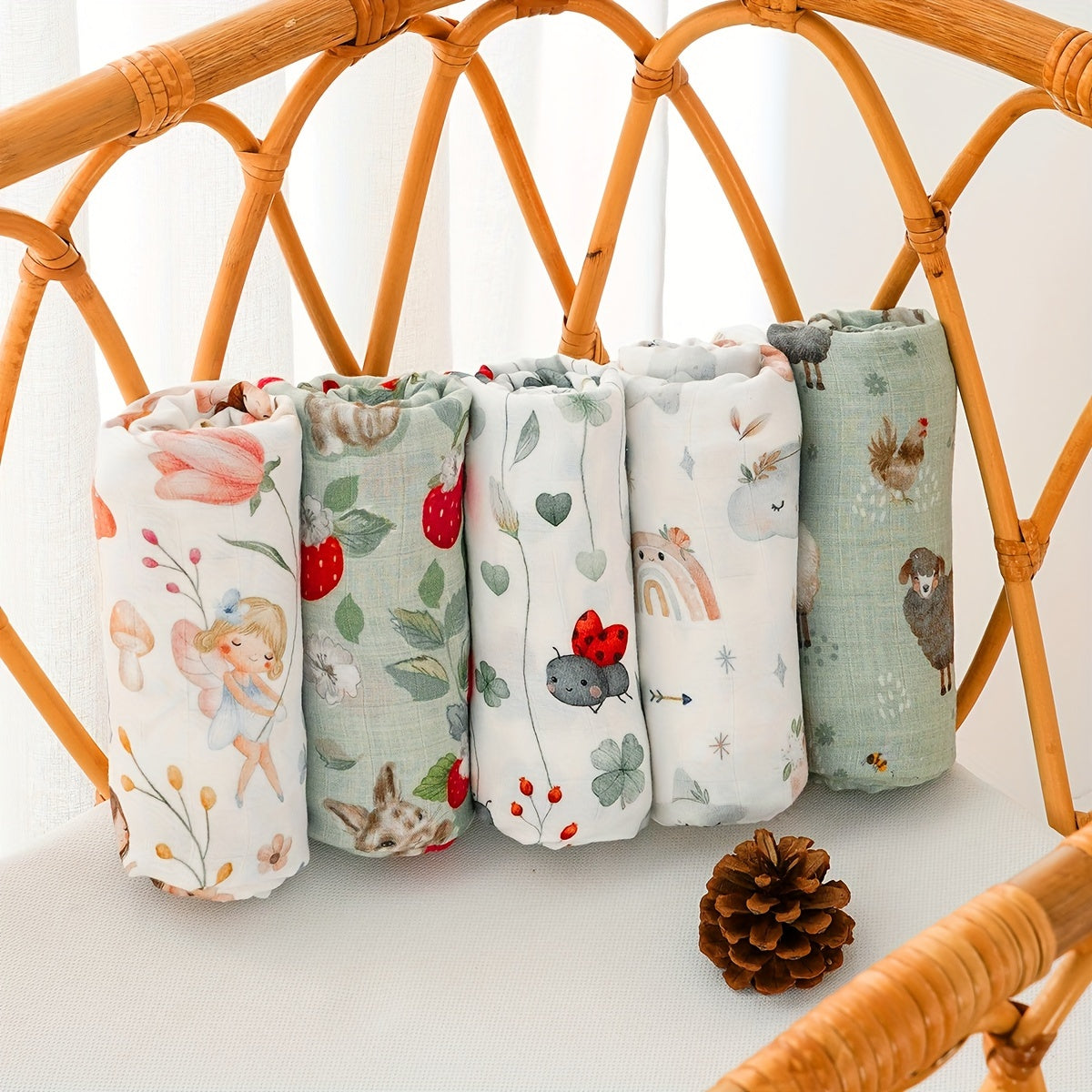 Soft bamboo muslin swaddle blankets designed for babies aged 0-3 years. Can also be used as a soft receiving bath towel. Hand wash with care to preserve the digital print gauze design. A must-have newborn essential.