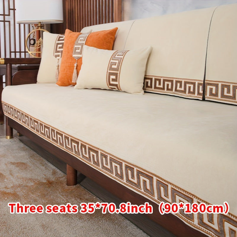 Chinese style dustproof sofa slipcover for all seasons, suitable for bedroom, office, and living room.