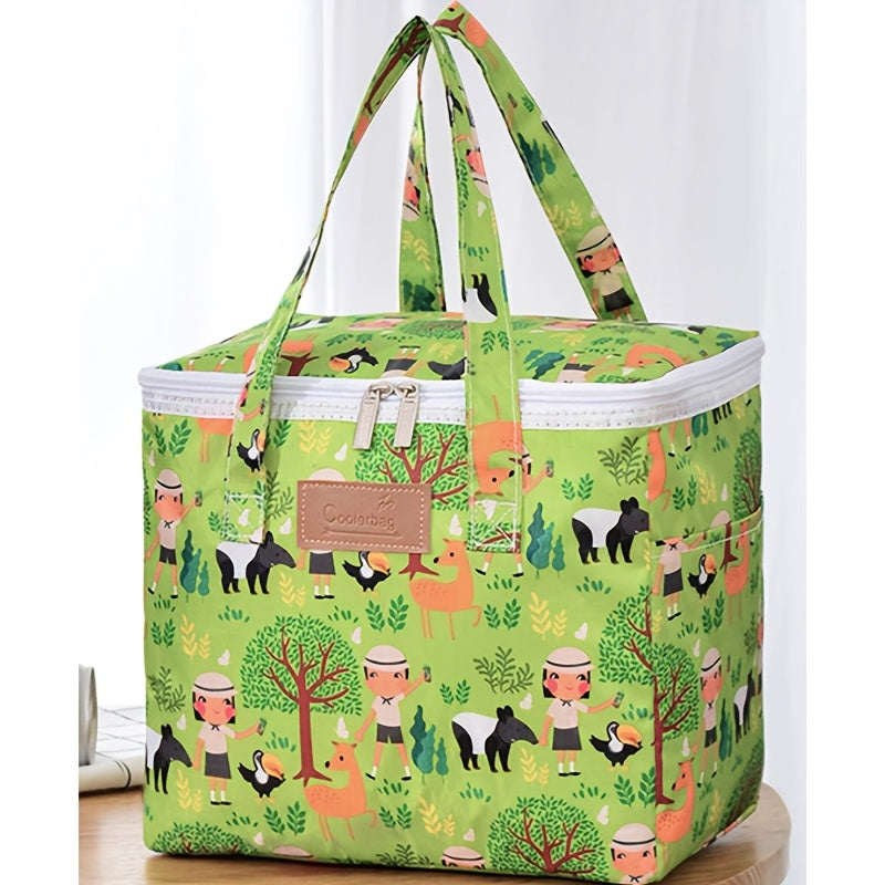 Insulated lunch bag made of durable Oxford cloth, keeps food thermal and fresh. Features a portable design, perfect for storing and organizing food on-the-go. Easy to clean by hand, with a convenient rectangle shape. Ideal for camping, picnics, or giving