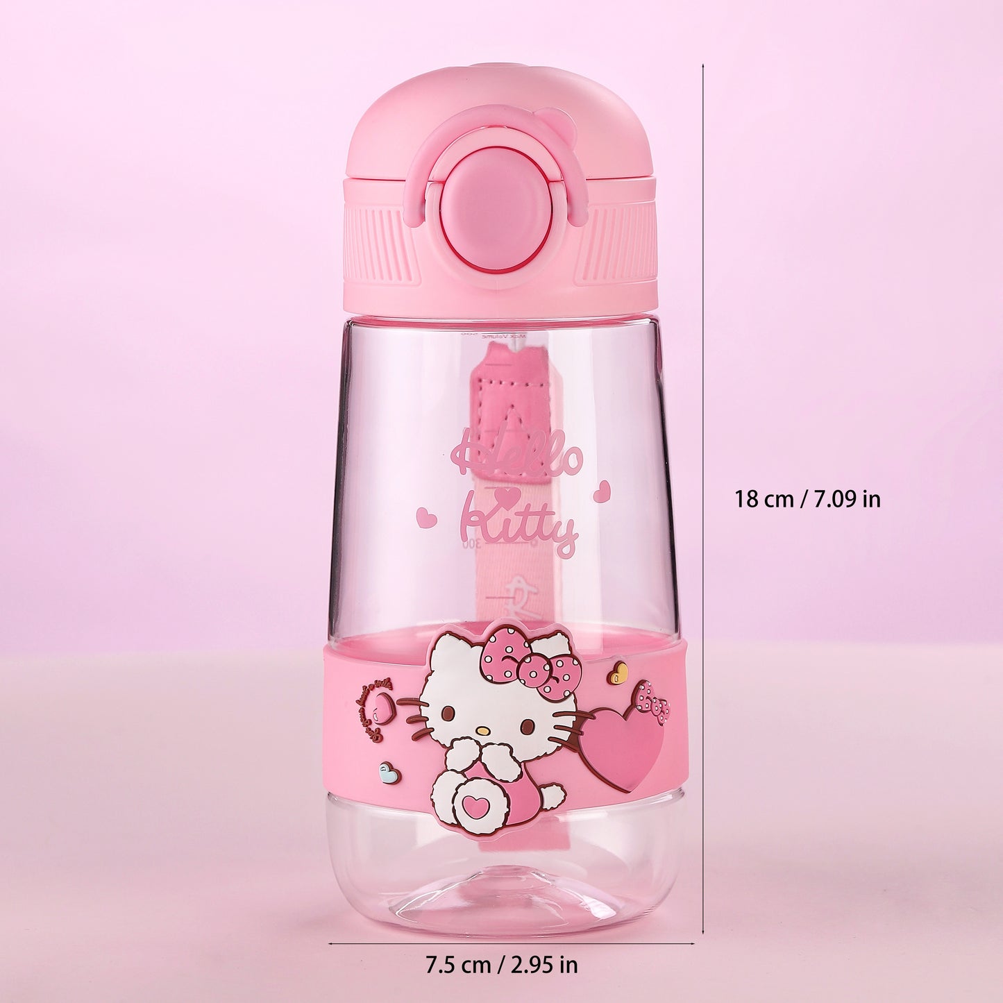 Hello Kitty Pink 16.90oz Tritan water bottle for family fitness and outdoor sports (straw not included).