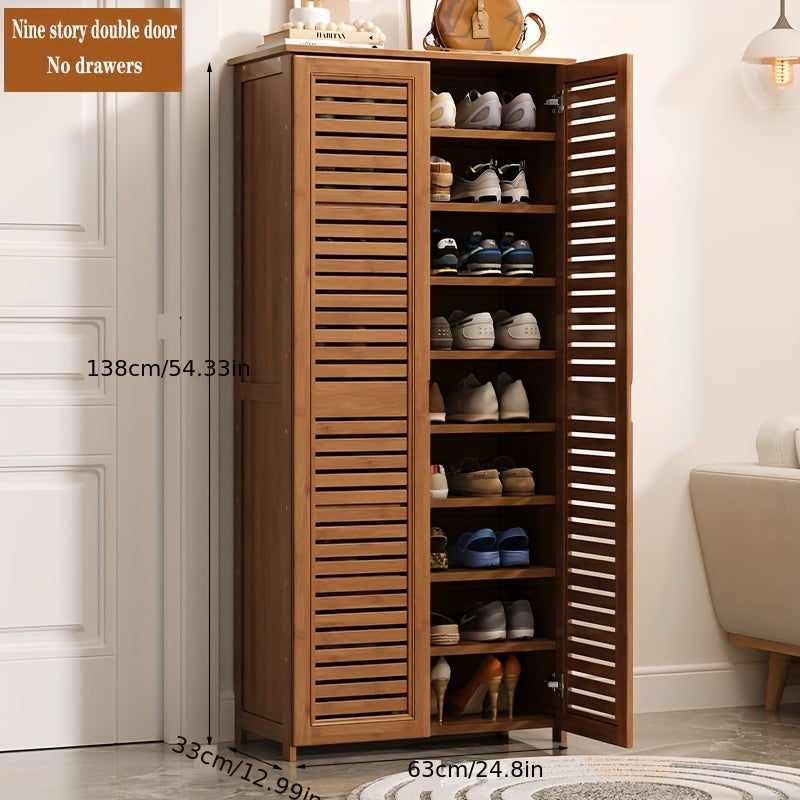 Spacious Bamboo Shoe Rack with Multiple Layers - Wall-Mounted Storage Unit for Entryway and Living Room