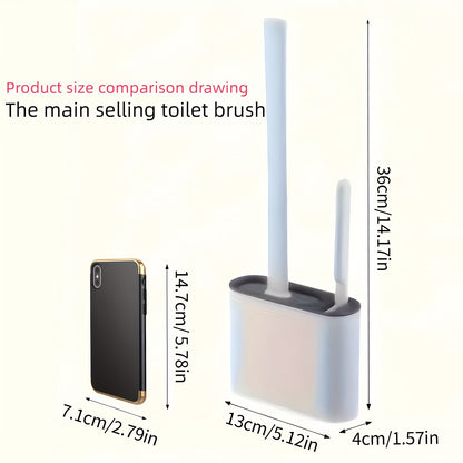 1 set of 2 toilet brushes and a sealed toilet seat box, wall-mounted with a long handle and silicone soft brush head for multi-functional use in households.