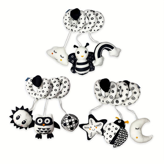 CEKCEK Plush Youngsters Toy - Black & White Car Pendant designed for Visual Training; an Ideal Gift for New Year, Birthday, Thanksgiving, and Christmas.