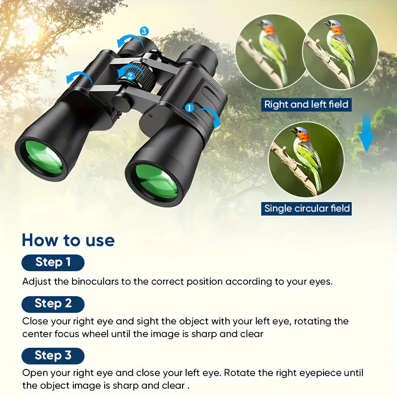 Adult binoculars with FMC lens glass designed for birdwatching, featuring high-power dual lenses for outdoor sports, games, and concerts.