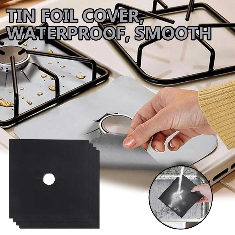 Set of 2 fiberglass stove top protector covers that are non-stick, reusable, waterproof, and easy to cut to fit. No electricity required, perfect for gas stoves in the kitchen.