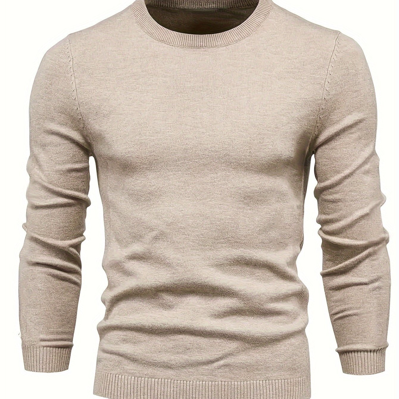 2024 Men's Solid Color Round Neck Pullover Knitted Sweater