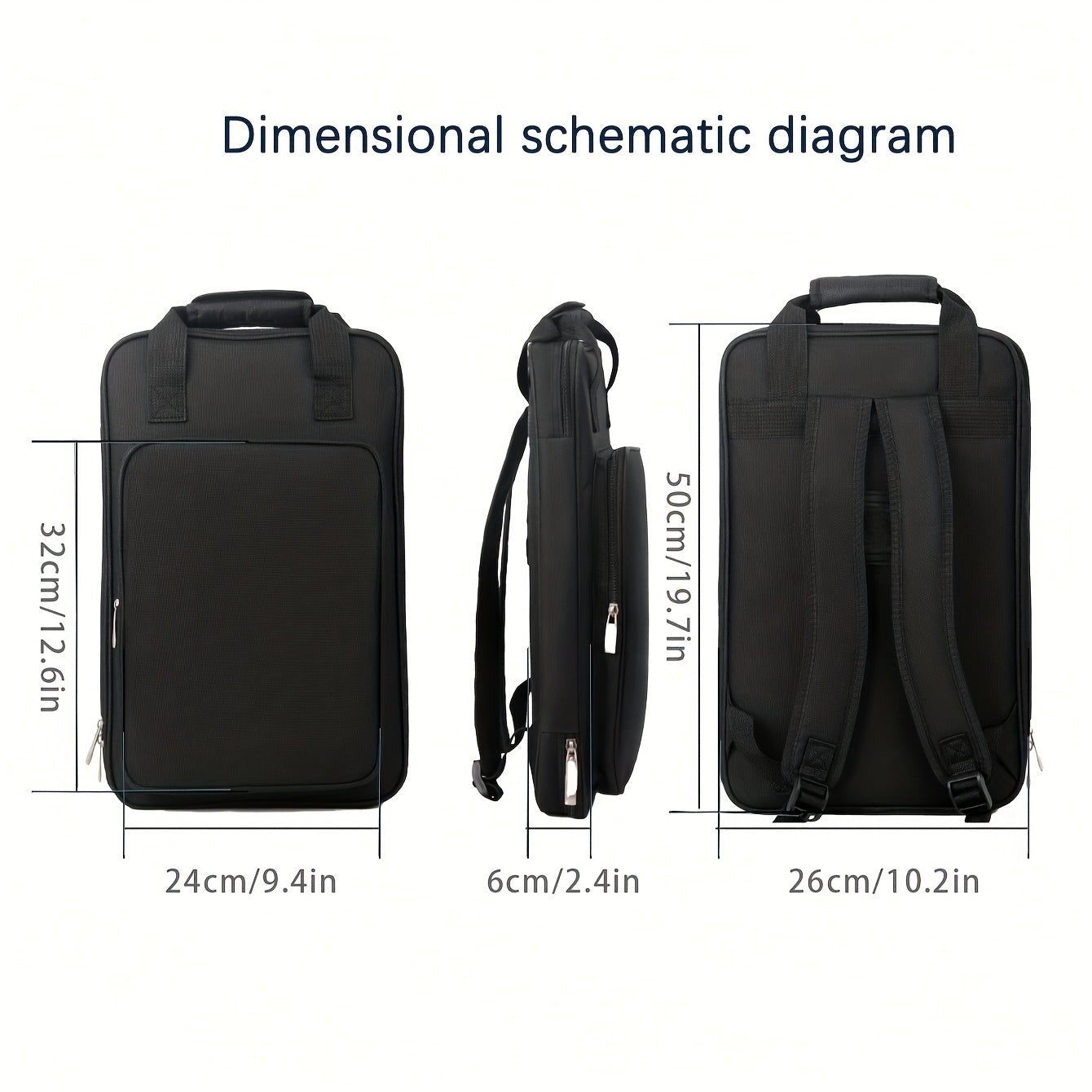 Thickened drumstick bag with premium durability. Holds 12 pairs, water-resistant, has backpack option and cushioned straps. Black, convenient hanging design, perfect for professionals.