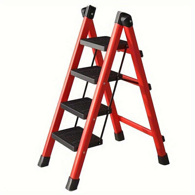 Lightweight folding step ladder for household use with wide, non-slip pedals. Suitable for adults.