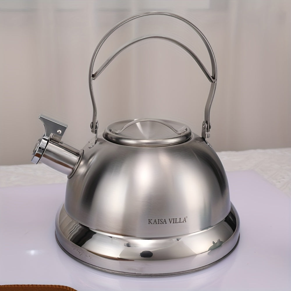 Kaisa Villa Stainless Steel Whistle Kettle, 3L, Suitable for Electric & Gas Stoves, No Electricity Needed, 3-Layer Composite Base, Ideal for Home Kitchen Utility