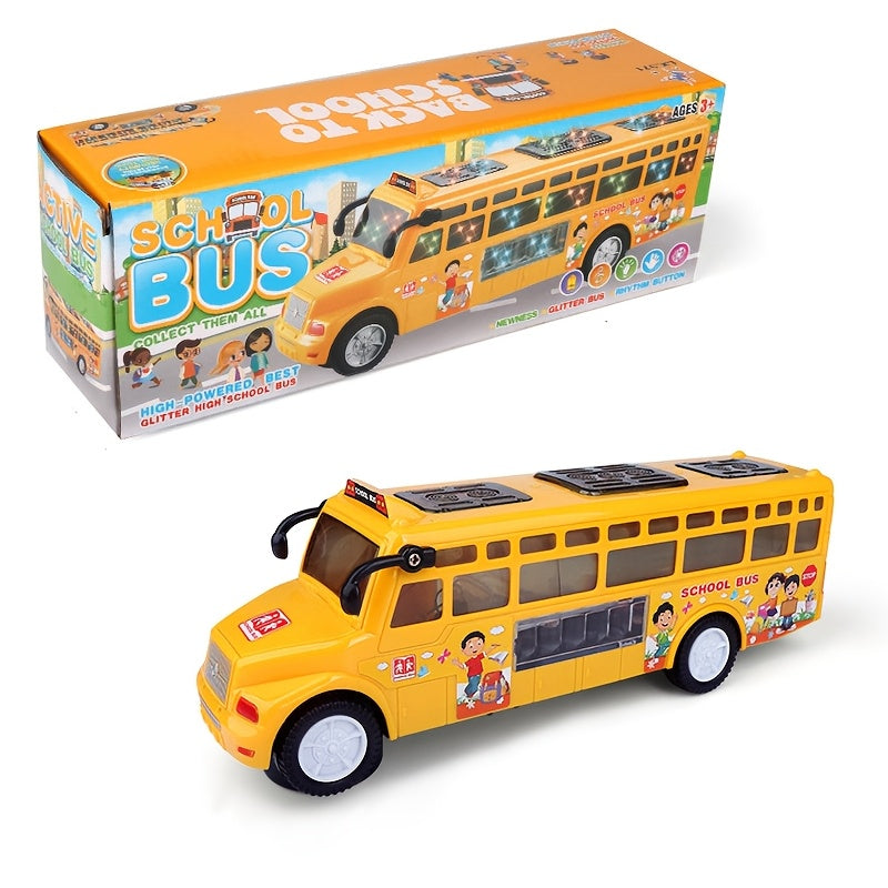 All-Wheel Drive Simulation Bus and Car Toy with Music and Lights, Electric School Bus, Perfect Gift for Boys and Girls