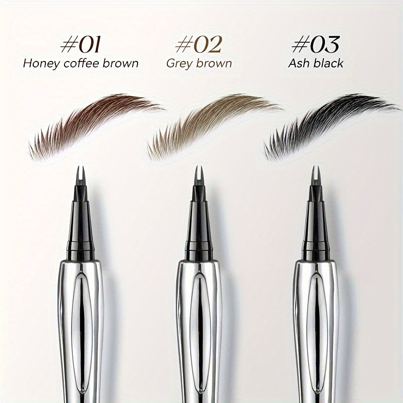 Dual-ended eyebrow pencil for all skin types, shapes quickly with natural, waterproof, and sweatproof finish.