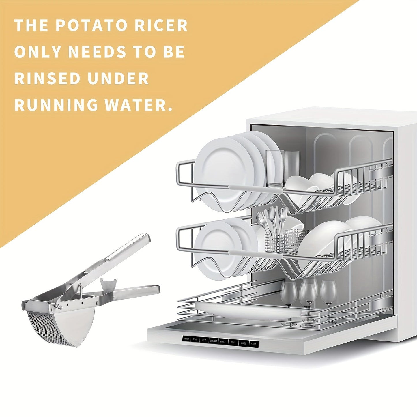 1 piece of Stainless Steel Potato Masher with Non-Slip Handle - Manual Fruit and Vegetable Crusher for the Kitchen - Potato Ricer and Press - Kitchen Gadgets and Tools