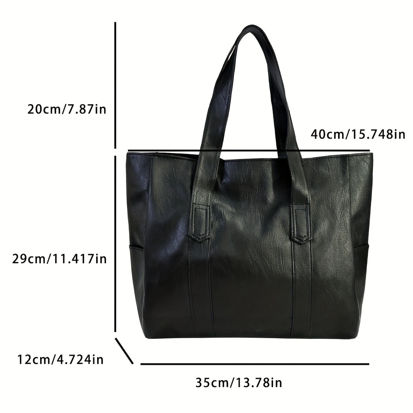 Chic black tote bag for women with foldable design, zip closure, multiple compartments, and polyester lining.