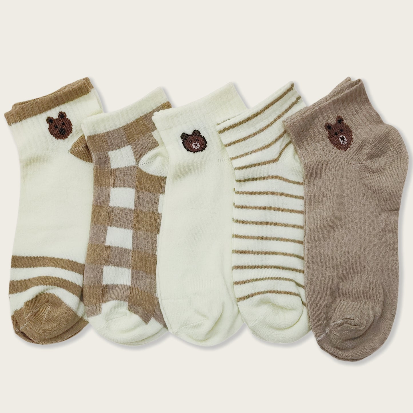 Cute cartoon animal print socks in Japanese style, 5 pairs for women