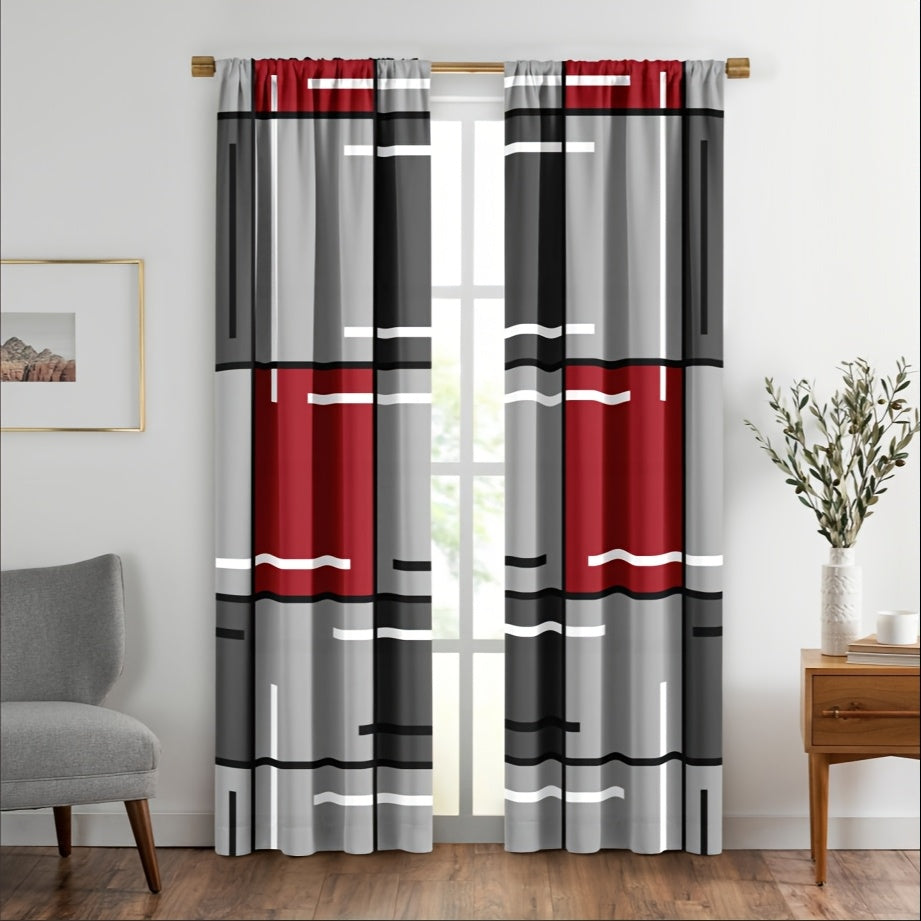 Set of 2 Plaid Pattern Curtains, Stylish Window Drapes for Bedroom and Living Room, Perfect Home Decor