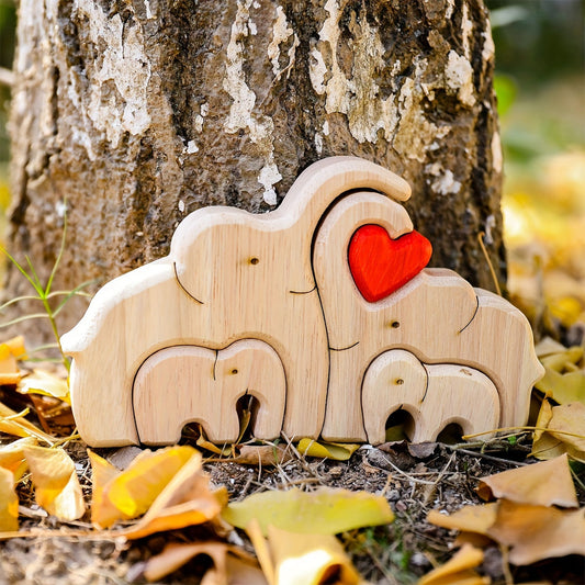 Wooden Elephant Puzzle for Family, Beautifully Crafted Desktop Decoration Perfect for Wedding, Christmas, Thanksgiving, or Valentine's Day Gift