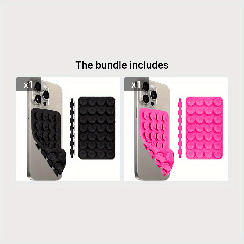 Multi-functional silicone phone grip with strong double-sided suction cup for iPhone and Android, perfect for selfies and videos.