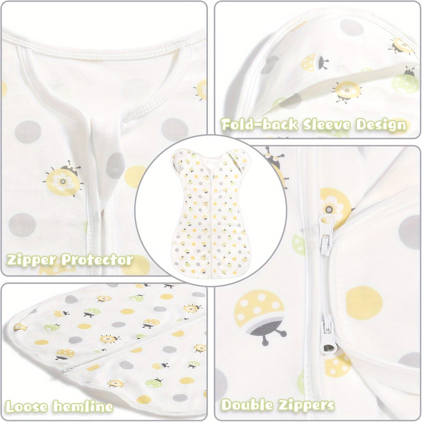 Set of two newborn baby swaddle blankets and hats in a Surrender style design. Made from all-season cotton, these sleep sacks are anti-colic and must be handwashed only. Comes in mixed colors and features non-woven fabric for infant swaddling wraps.