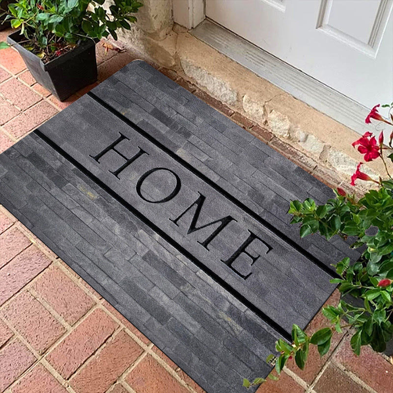 Soft Gray 'HOME' Monogram Doorway Floor Mat - Made of Non-Slip, Stain-Resistant Polyester Material - Perfect for Entryways, Laundry Rooms, Bathrooms and More - Easy to Clean Rectangular Mat with Rustic Design - Ideal for Bathroom Floors