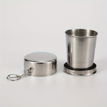 Telescopic stainless steel shot glass; portable foldable cup for water, coffee, or drinks; ideal for travel and home use in various sizes.