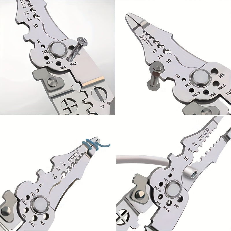 High-quality wire stripper and crimping tool made of durable chrome vanadium steel with a non-slip grip for electricians.