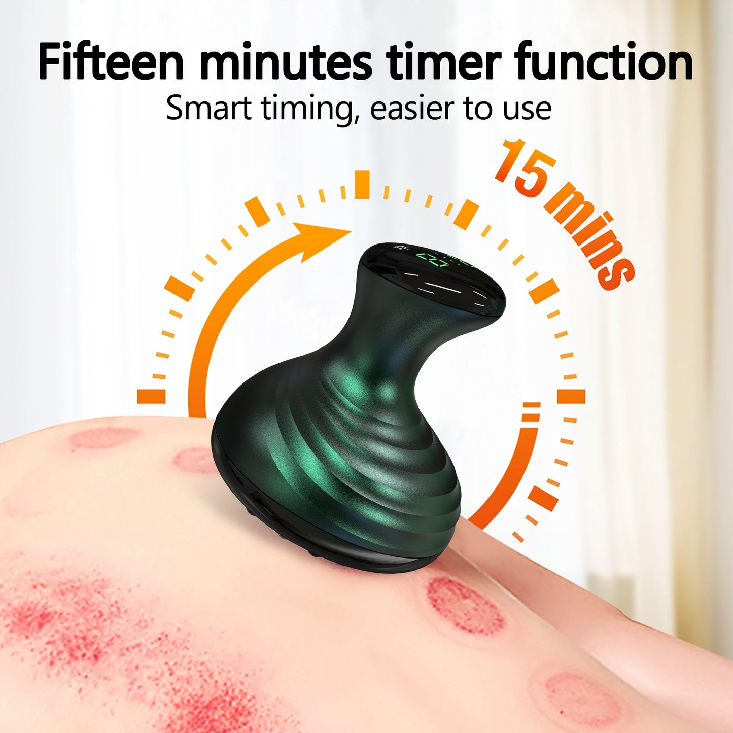 Rechargeable electric cupping massager with heat for muscle relaxation and recovery. Portable and USB-powered.