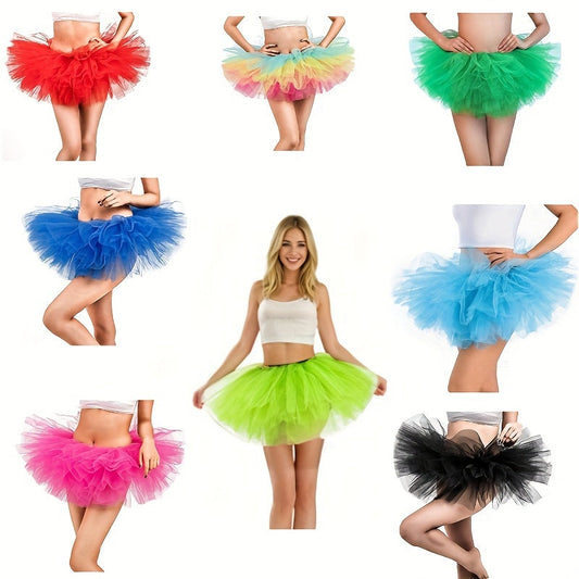 Get ready to party with this Fluffy 80s Tutu Skirt! Perfect for women and teens, this elastic waist skirt features 5 layers of tulle for an ultra-fluffy look. Ideal for Halloween, costume parties, and holiday festivities like Christmas.