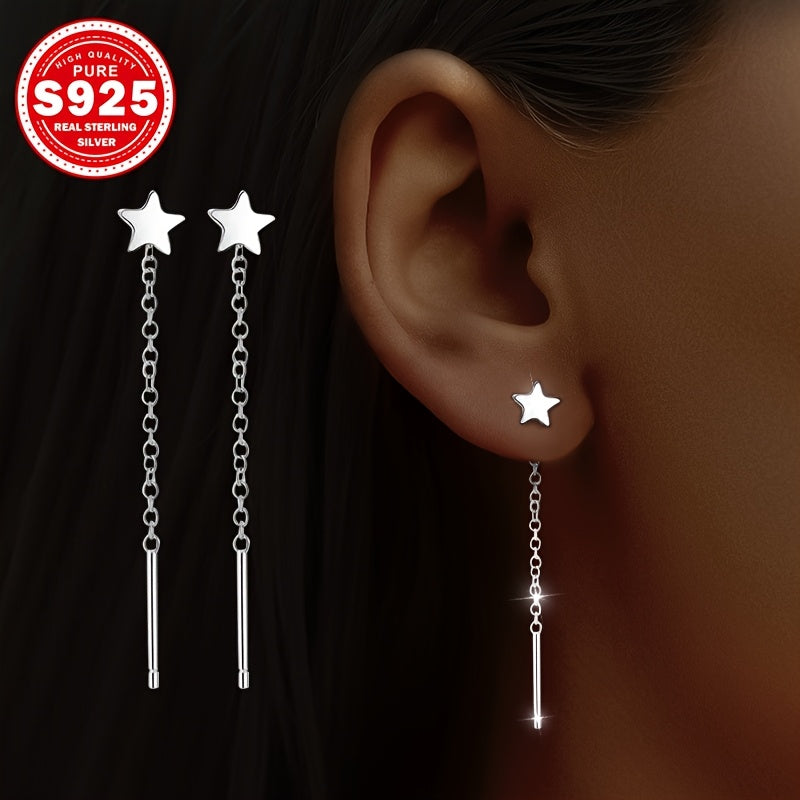 2 Gorgeous Boho Star Drop Earrings in 18K Gold Plated S925 Sterling Silver, Hypoallergenic and Lightweight. Versatile and Elegant design for women, Ideal Valentine's Day Gift. Suitable for all Seasons and Occasions.