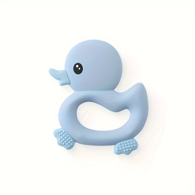 Silicone Teething Toy Shaped like a Duck - Safe for Babies to Chew, Easy to Clean, Ideal Holiday Gift for Christmas, Halloween, and Thanksgiving