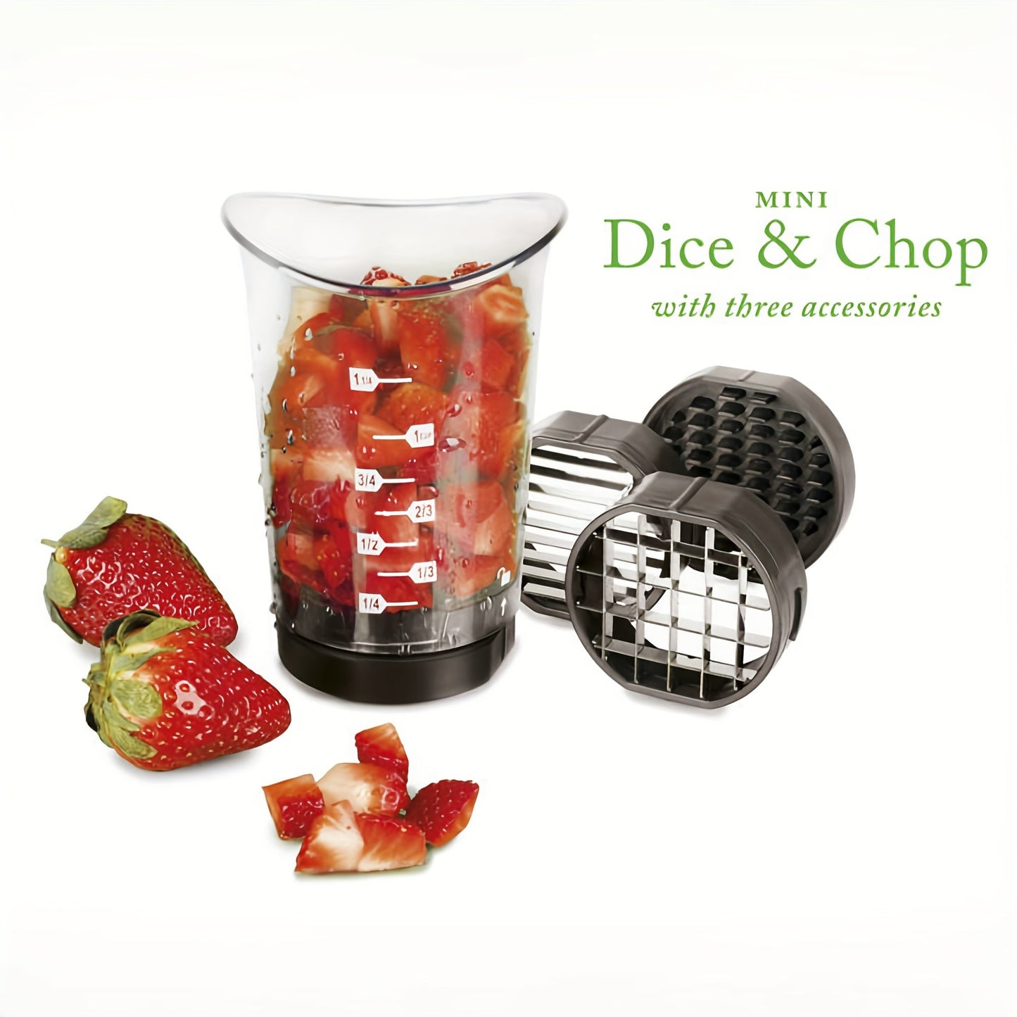 Versatile 3-in-1 Manual Food Slicer & Chopper - Ideal Kitchen Tool for Creating Salads, Stir Frys, and More - Effortlessly Dice, Slice, and Measure with Safety Guard - Easy to Clean in the Dishwasher