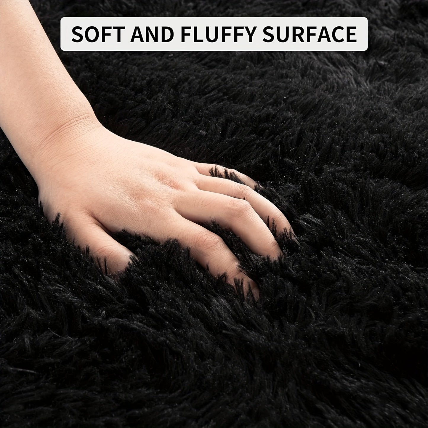 Cozy Black Faux Fur Area Rug - Soft and Luxurious Rectangle Rug for Living Room, Bedroom, and Home Decor - Easy to Clean, Long-Lasting Indoor Floor Rug